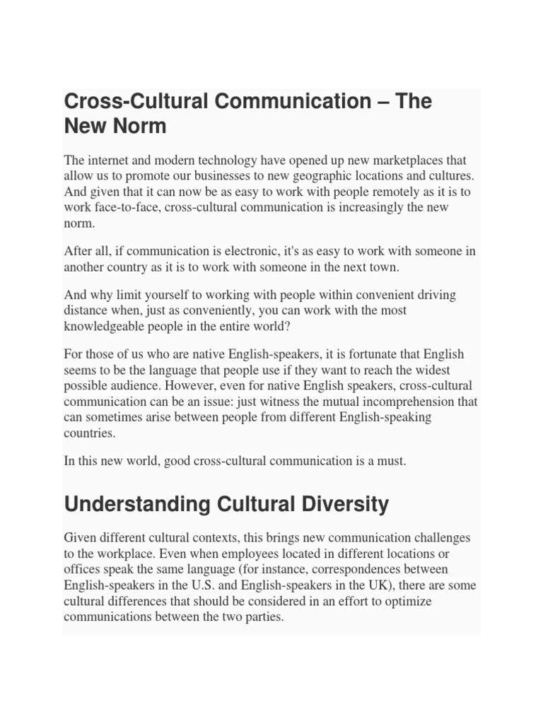 Cross Cultural Communication Pdf Cross Cultural Communication