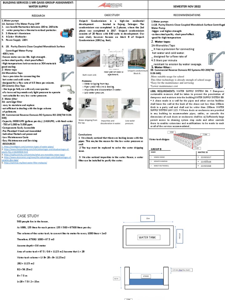 Group B Water Supply As PDF Water Pump