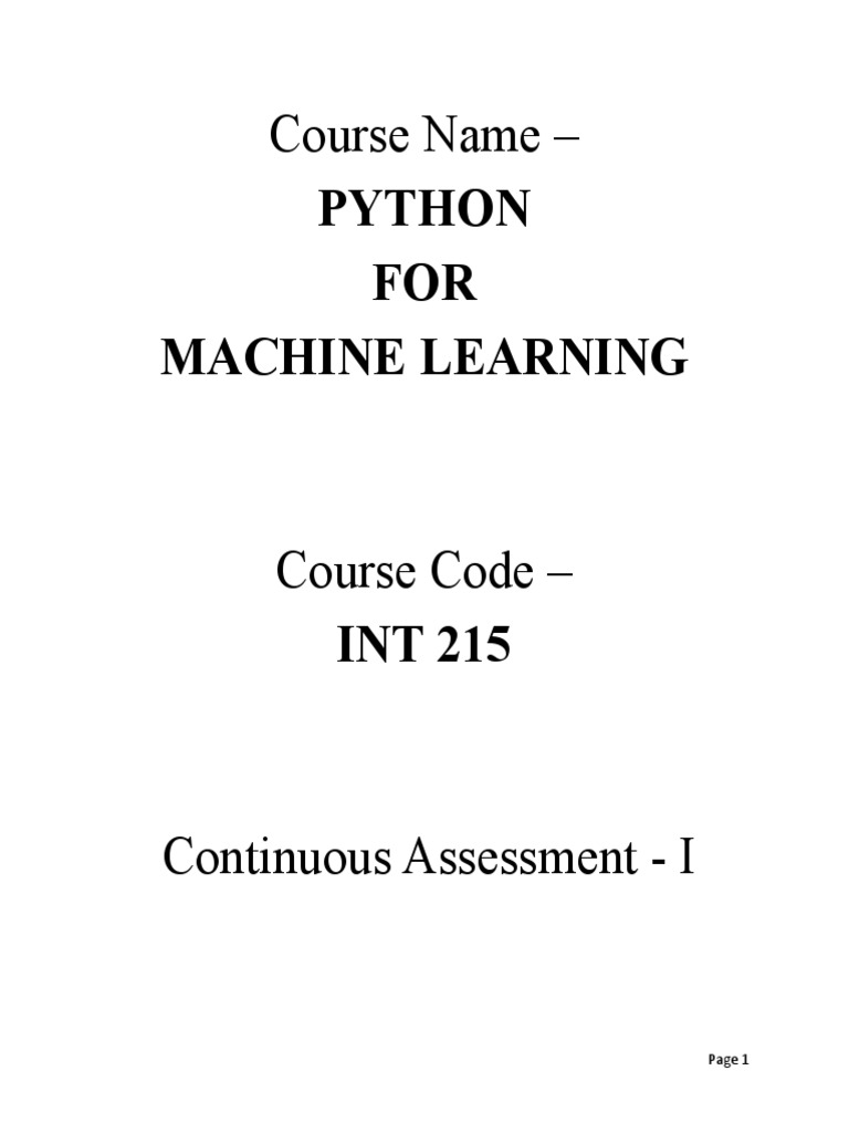 Basic Machine Learning Course