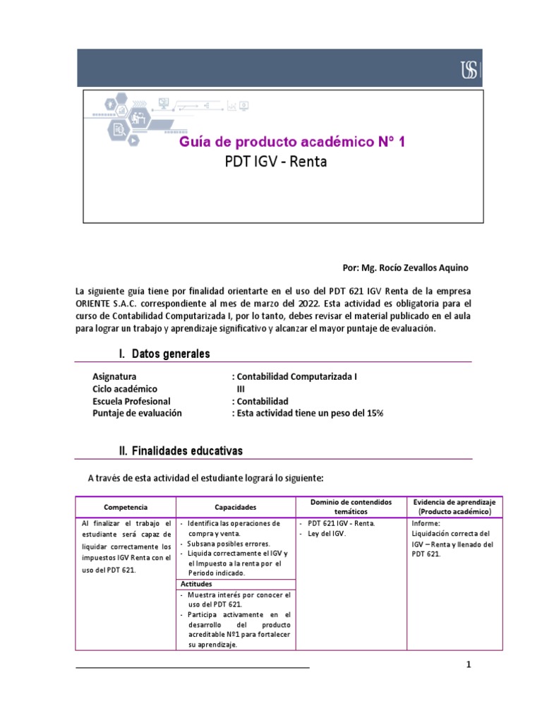 Guía para Llenar PDT 621 IGV Renta | PDF | Evaluación | Contabilidad