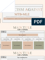 Critcism Against MTB Mle