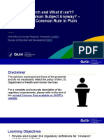Explaining the Common Rule: What is Research and Who is a Human Subject