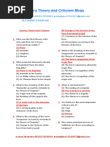 Literary Theory and Criticism Mcqs PDF For Lecturer, Screening Tests and Others