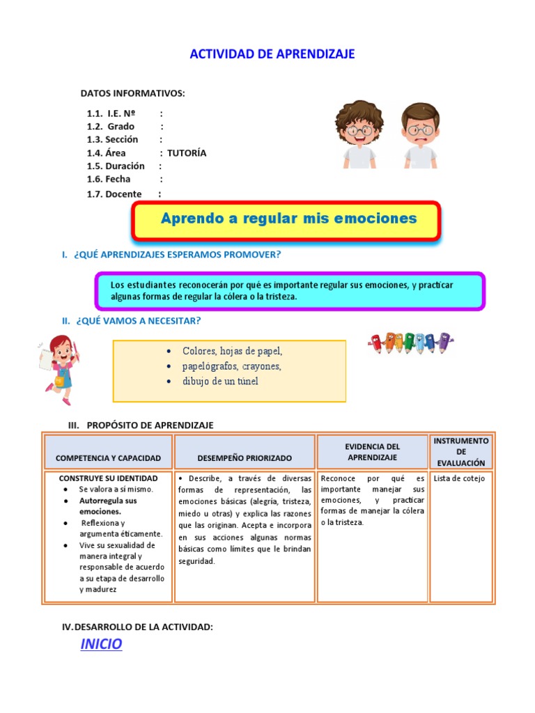 Regulación Emocional en Primer Grado | PDF | Las emociones | Evaluación