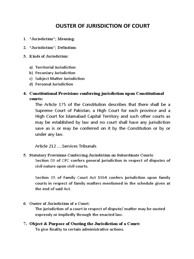 Ouster of Court Jurisdiction Explained | PDF | Defamation | Jurisdiction
