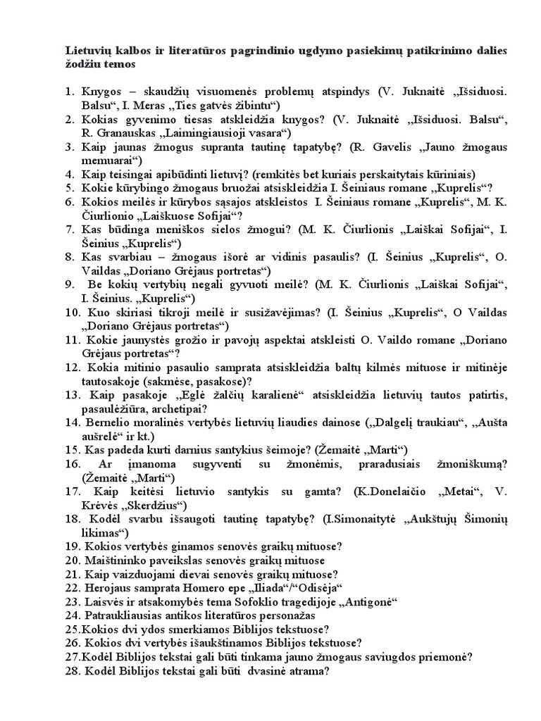 Viesojo Kalbejimo Temos Antrokams 2 | PDF