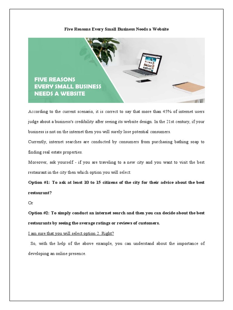 Five Reasons Every Small Business Needs A Website | PDF | Mobile App ...