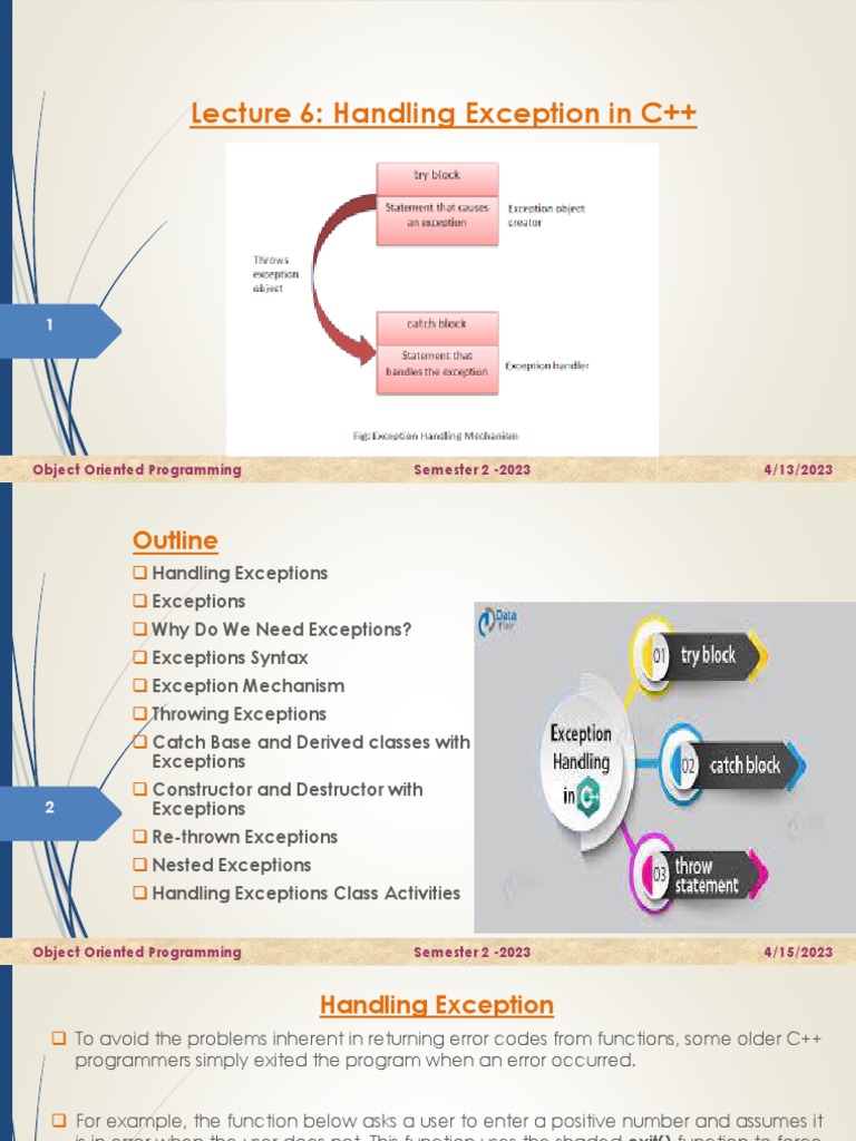 Lecture 6: Handling Exception in C++: Object Oriented Programming ...