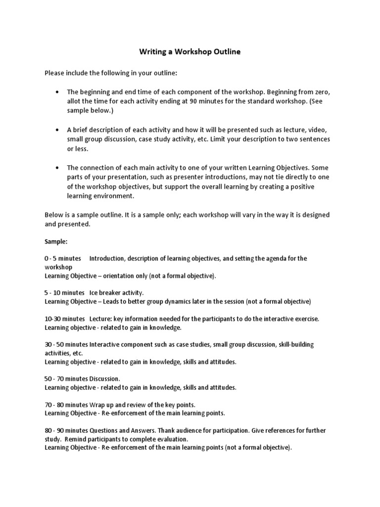 Workshop Outline Template Guide | PDF
