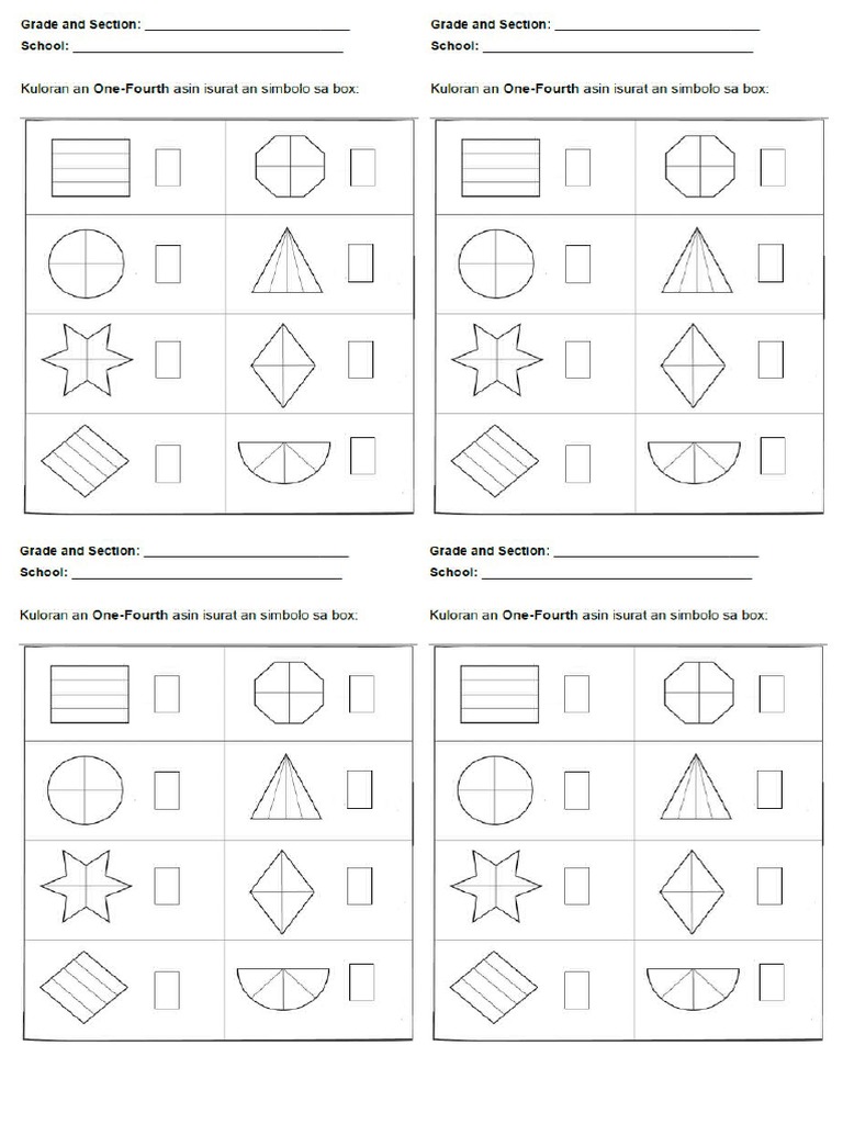 One Fourth Worksheets | PDF