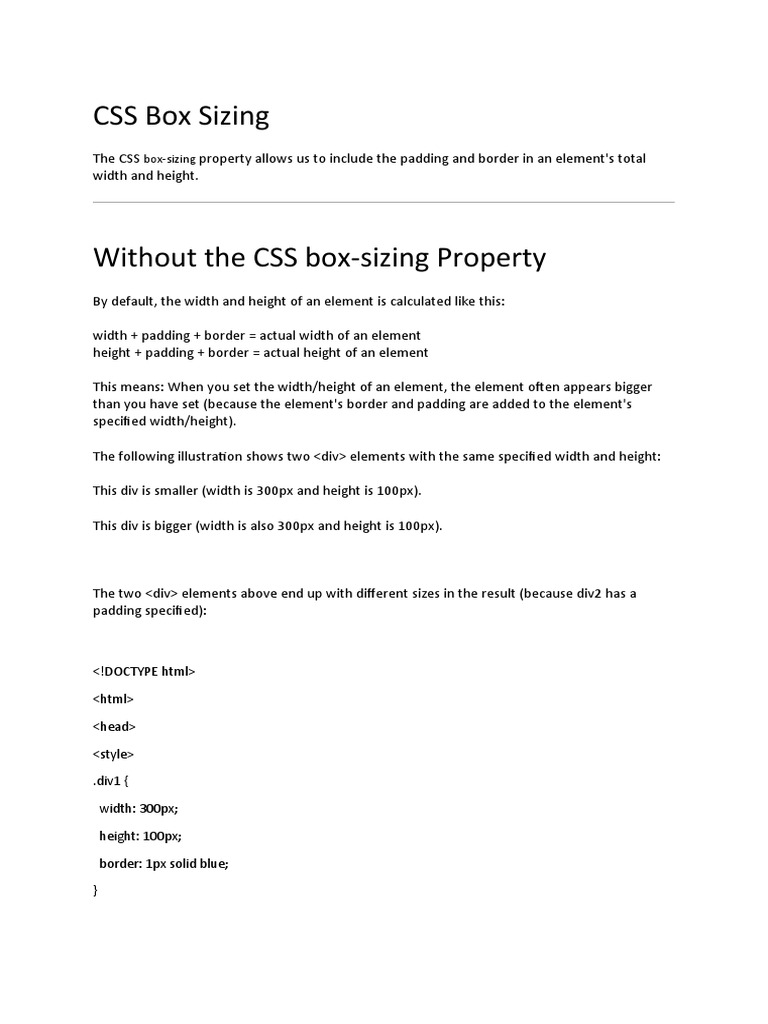 Css Box Sizing PDF World Wide  & 