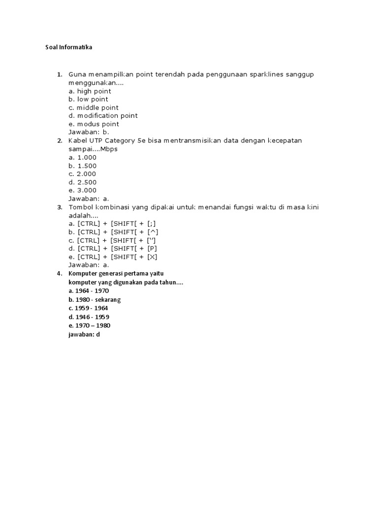 Soal Informatika PDF