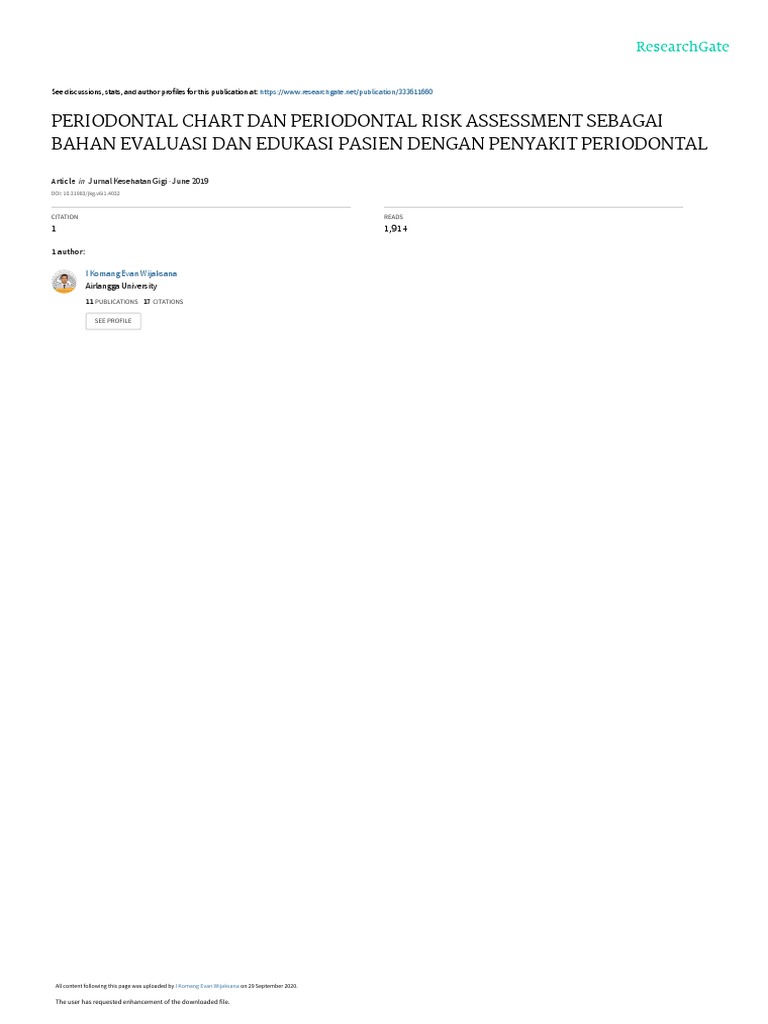 Periodontal Chart Dan Periodontal Risk Assessment | PDF