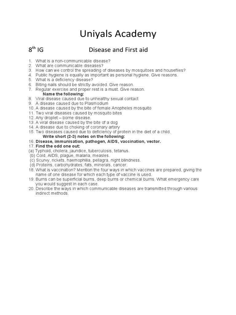 Controlling the spread of disease non communicable and communicable