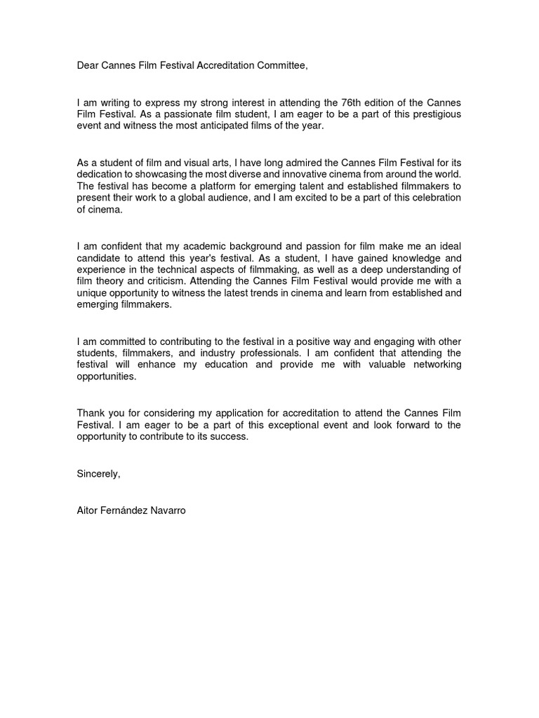 Cannes Film Festival Accreditation Request | PDF - Film Festival Accreditation Process