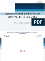 Agenda Intalnirii Panelurilor Pe Domenii, 11-12 Iulie 2013: Proceduri Paneluri