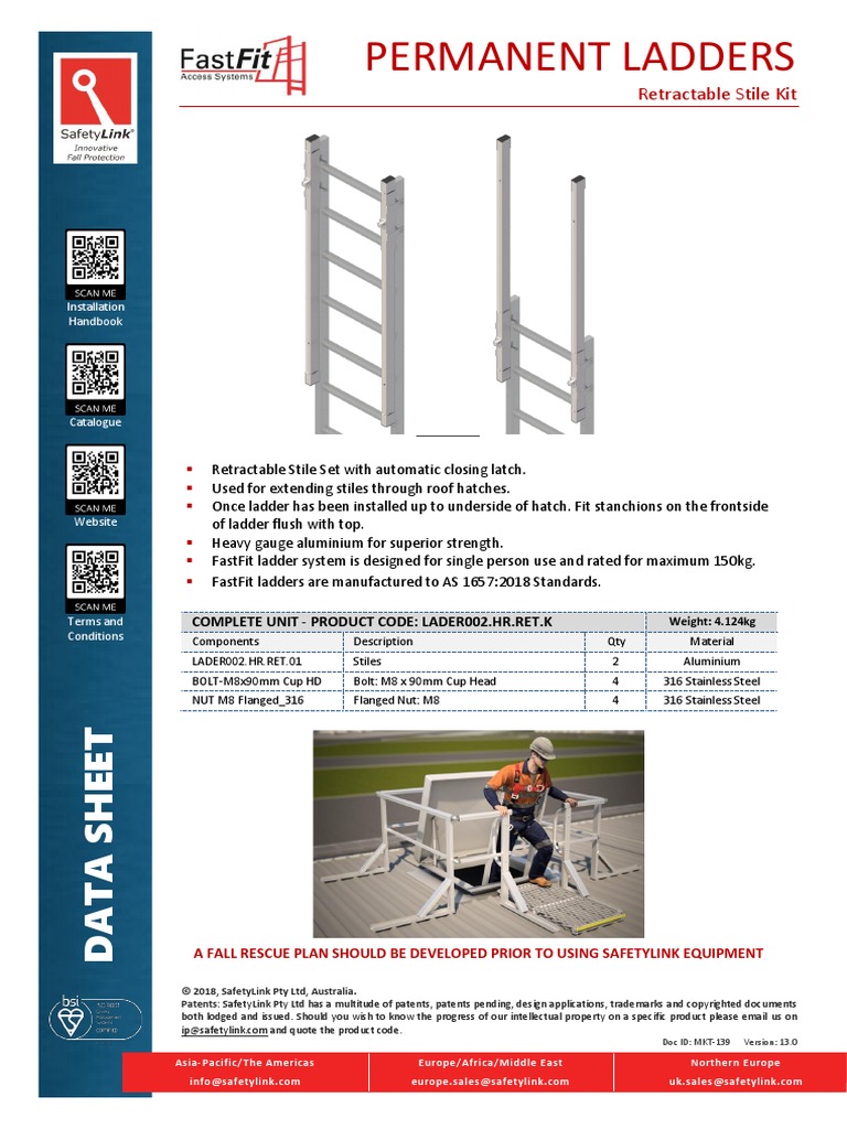 Ladder Stiles Retractable Data Sheet PDF