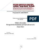Titlul Referatului Perspectivele României Privind Aderarea La Zona Euro