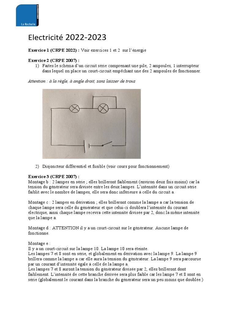 Comment Faire Des Schéma Comme Dans Les Exercices D électromagnétisme 2022 23 Correction ExercicesElectricité | PDF