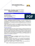 Intitulé Du Master: Géomatique Et Gestion Des Territoires Département de Géographie Faculté Des Lettres Et Des Sciences Humaines