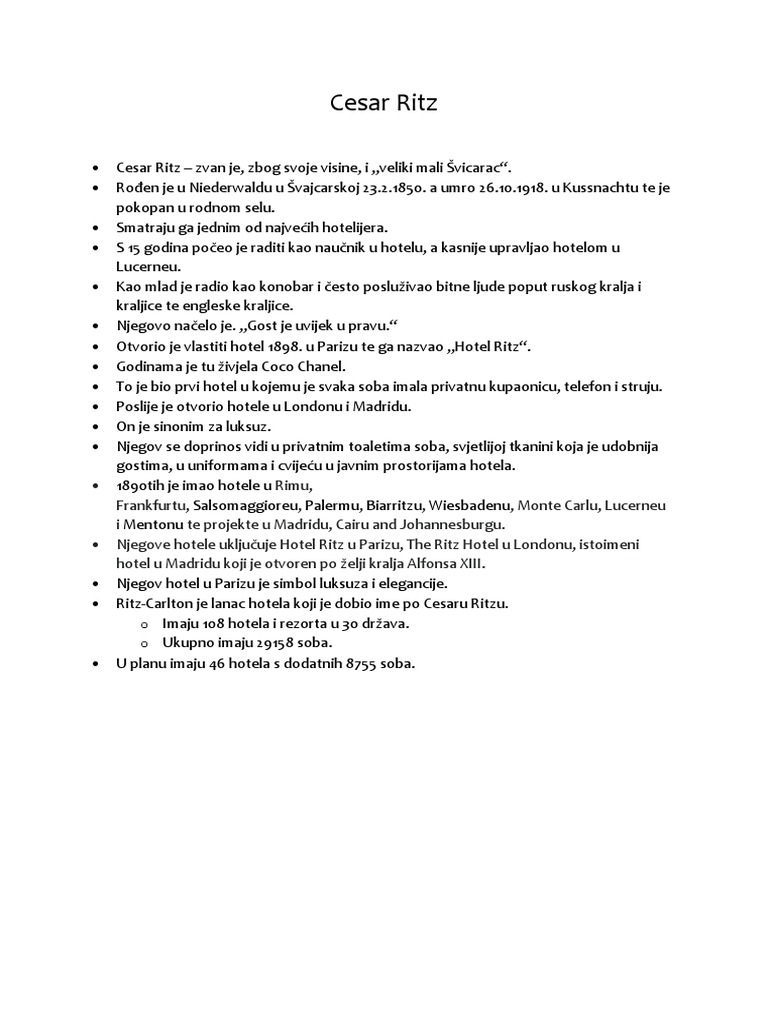 Cesar Ritz | PDF