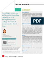 Knowledge, Awareness and Practices Regarding Hepatitis B Virus Among Professional College Students: A Questionnaire Based Study