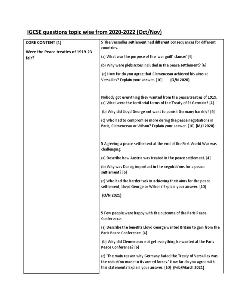 Igcse questions topic wise from 2020 2022 oct nov core content 1