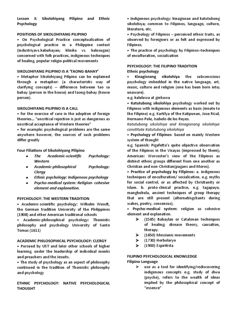 Filipino Psychology Notes | PDF | Psychology