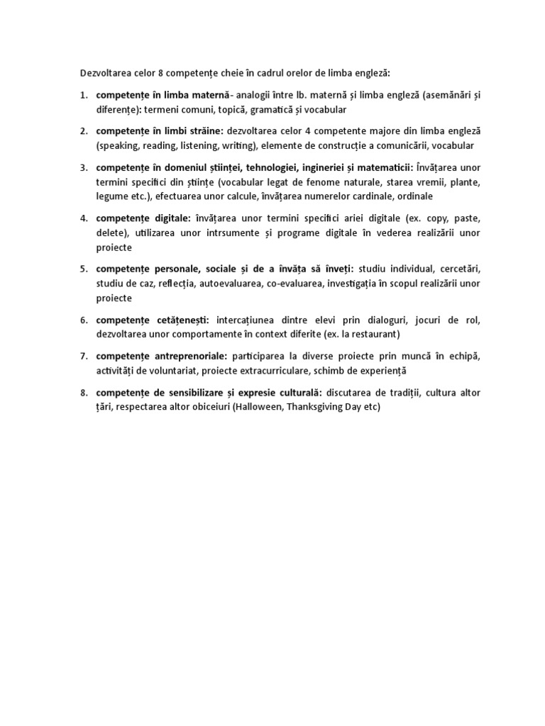 Competente Cheie | PDF