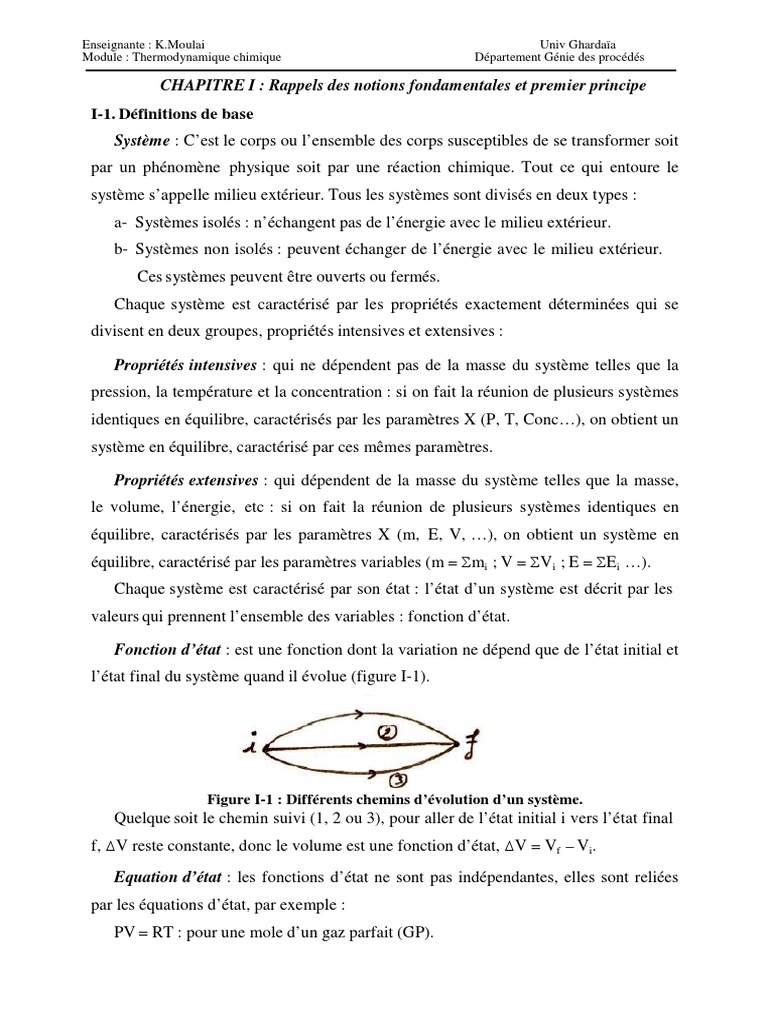 Notions fondamentales en thermodynamique | PDF | Équilibre ...