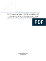 Determinación Experimental de La Fórmula de Cloruro de Zinc: Práctica 5