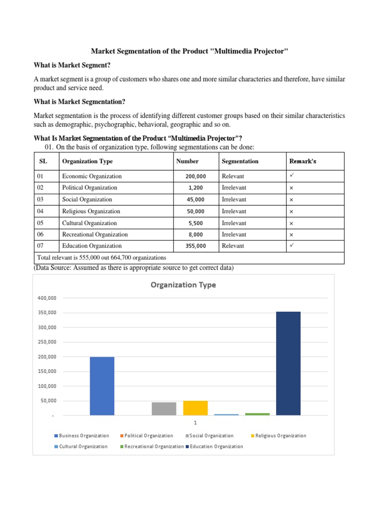 Market Segmentation of The Product Multimedia Projector PDF Market Segmentation Business