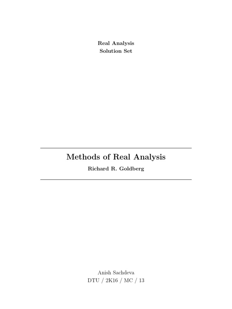 Methods of Real Analysis Solutions | PDF | Limit (Mathematics) | Sequence