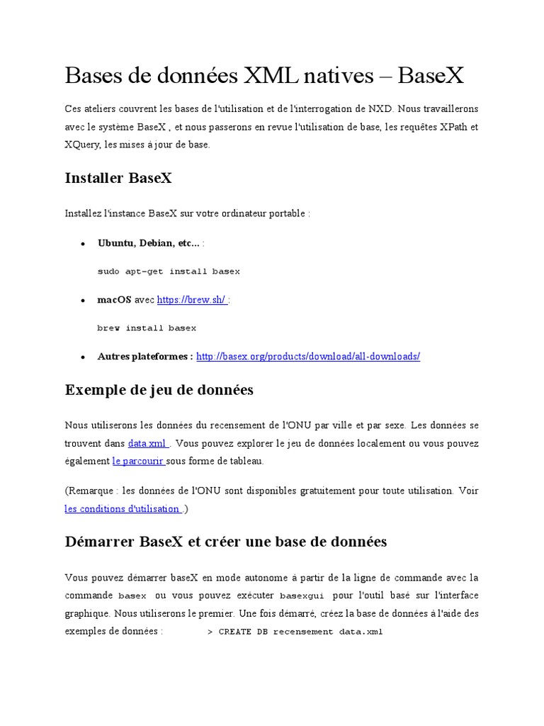 Introduction à BaseX pour XML Natives | PDF | XPath | Logiciel système