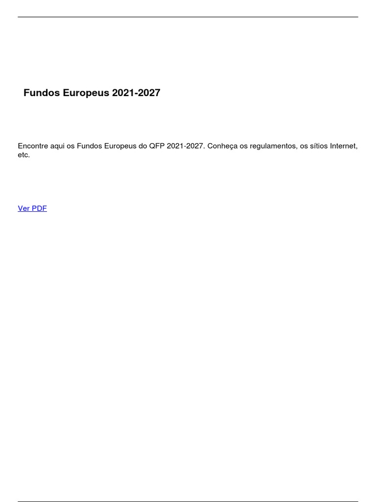Fundos Europeus 2021-2027: Guia Completo | PDF | União Europeia | Europa