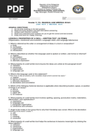 Grade 11/12-Reading and Writing Skills: Long Test / Mastery Test