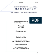 Xiamen University Malaysia Physics Project Portfolio