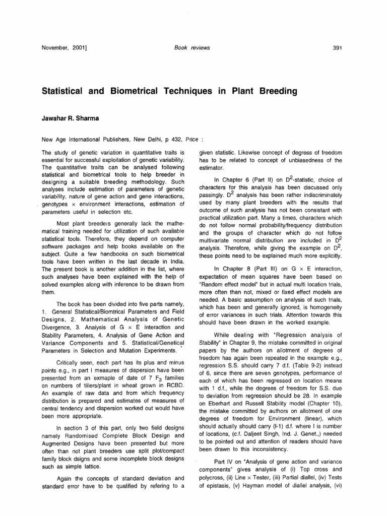 statistical-and-biometrical-techniques-in-plant-breeding-a-critical