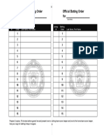 Official Batting Order Official Batting Order For - For