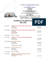 Schedule of Divine Services - May, 2023