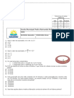 Prova de Matemática com 5 questões e 1 extra sobre frequências de luzes