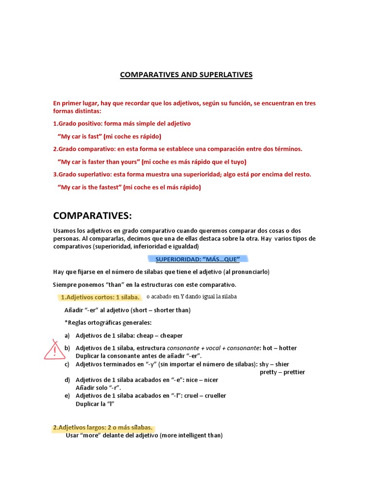 Comparatives and Superlatives (Grammar) | PDF | Adjetivo | Sílaba