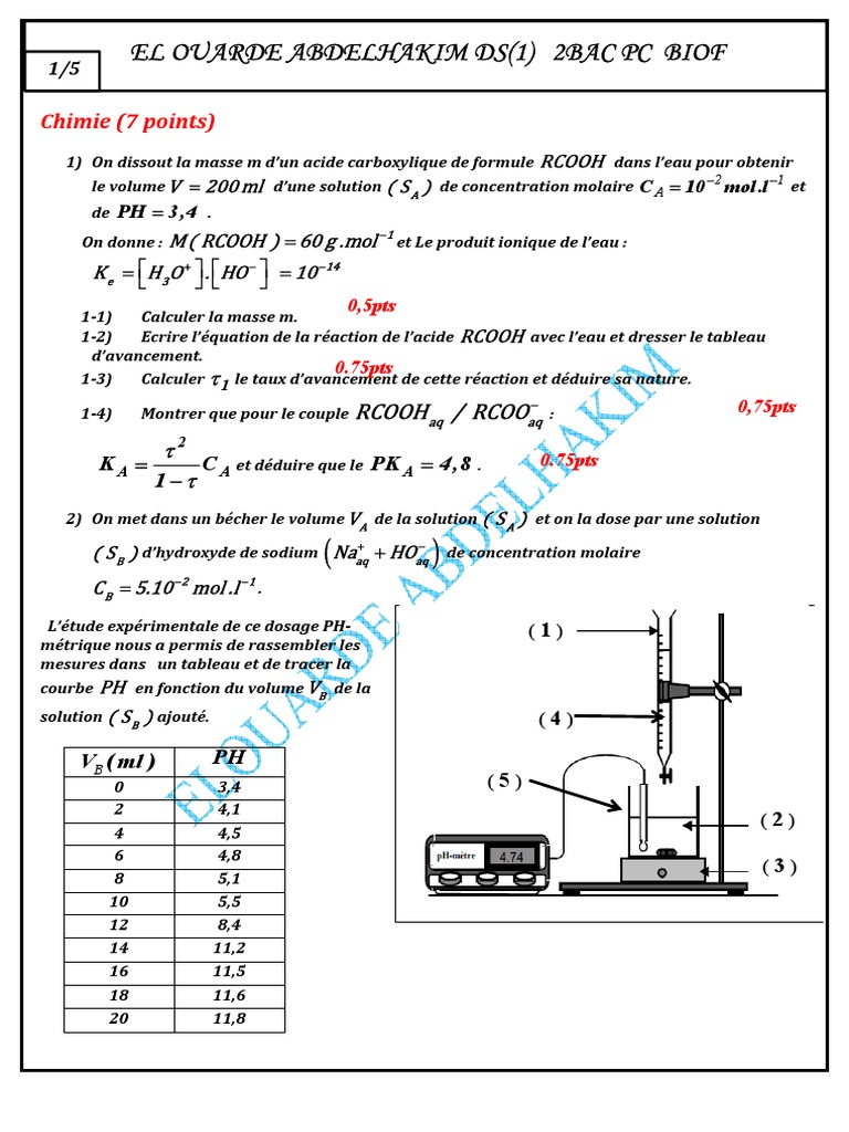 Contrôle de Physique 2 Bac PC | PDF | Résistance (électricité ...