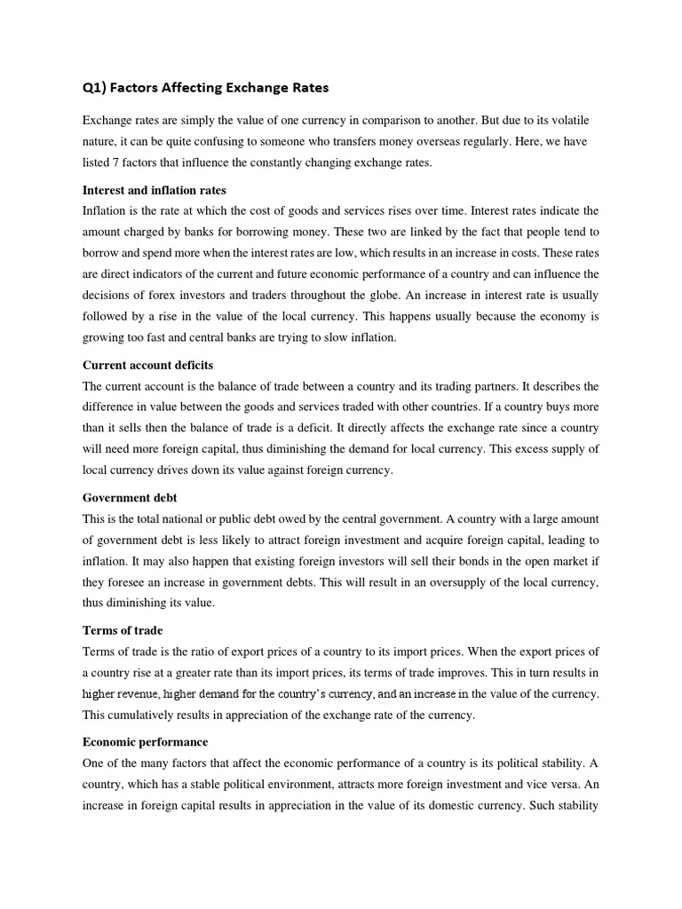 Factors Affecting Exchange Rates Pdf