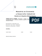 Maestría en Economía y Desarrollo Industrial: Mención en La Pequeña y Mediana Empresa Titulo de La Tesis