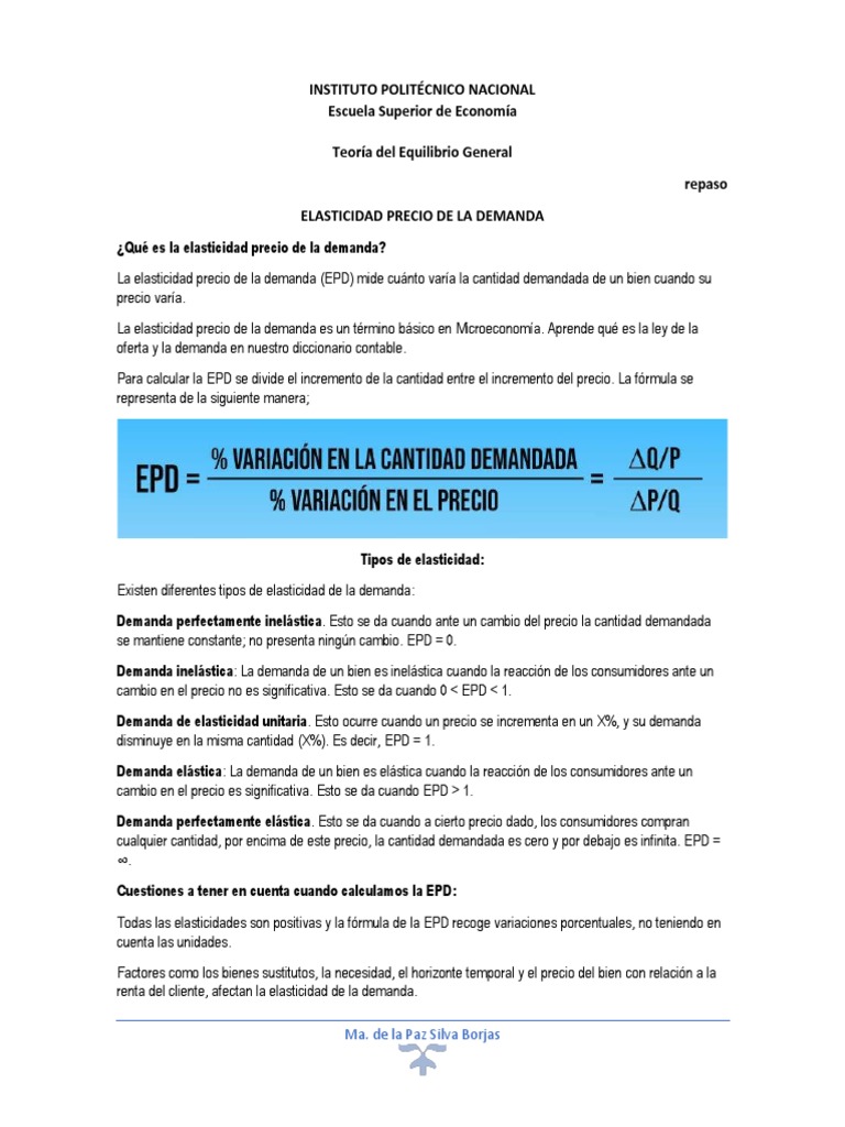 Elasticidad Precio de la Demanda Explicada | PDF | Elasticidad ...