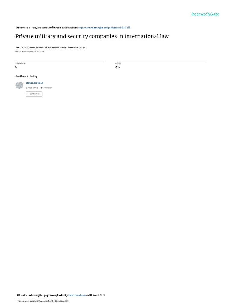 Private military and security companies in interna pdf