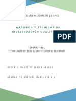 Univerdisad Nacional de Quilmes: Métodos Y Técnicas de Investigación Cualitativa