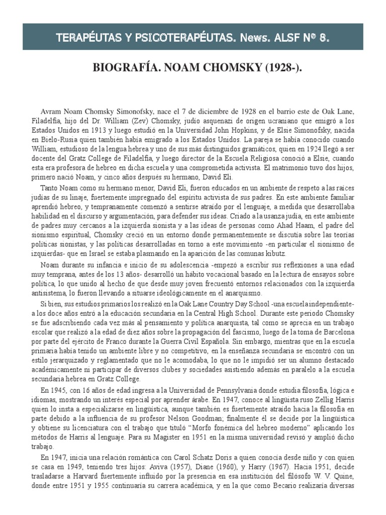 Biografia Noam Chomsky | PDF | Noam Chomsky | sionismo
