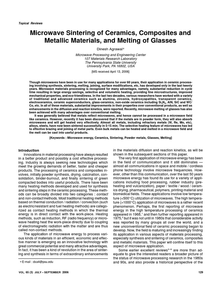 Microwave SinteringX PDF Sintering Ceramics